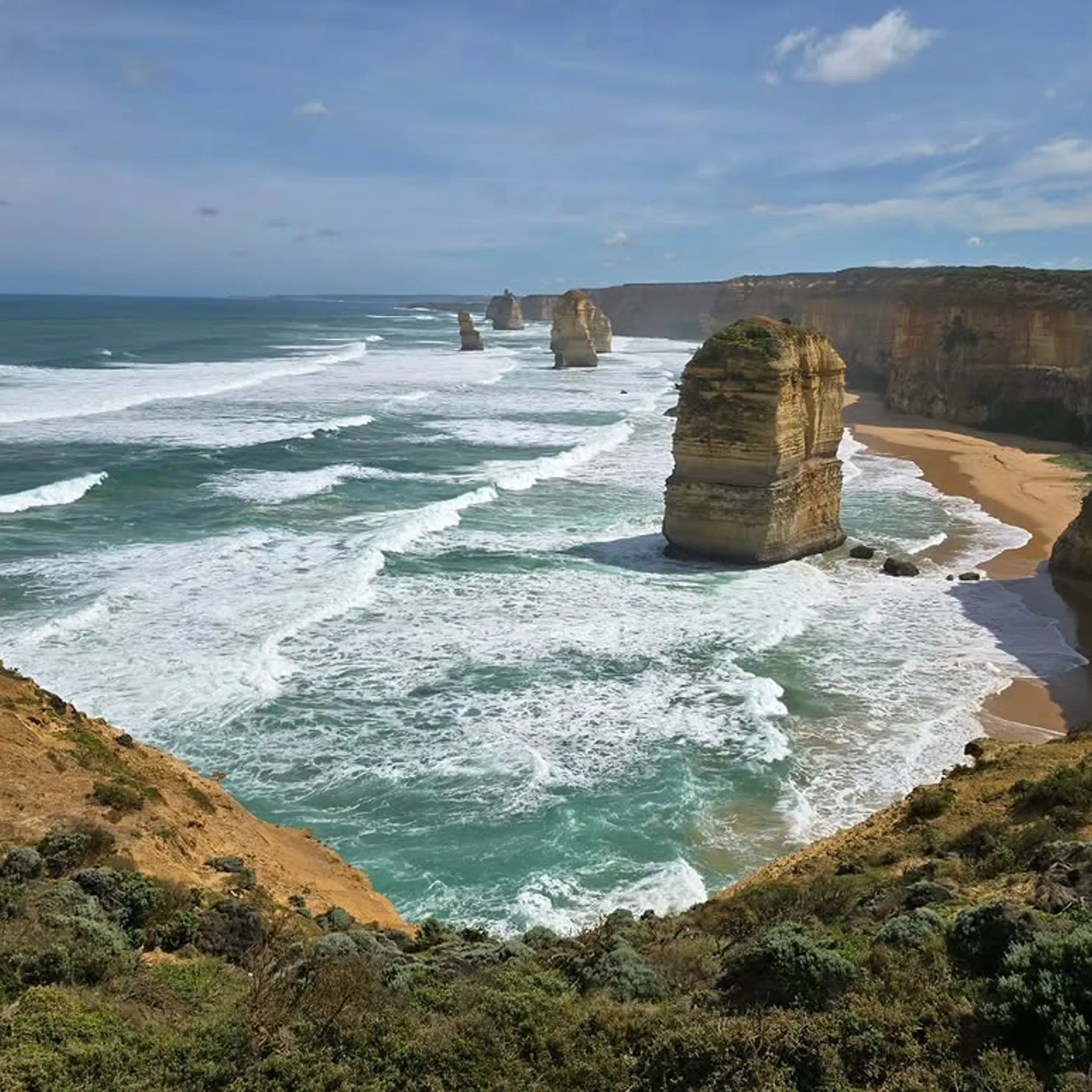 twelve apostles rock formations ocean coast