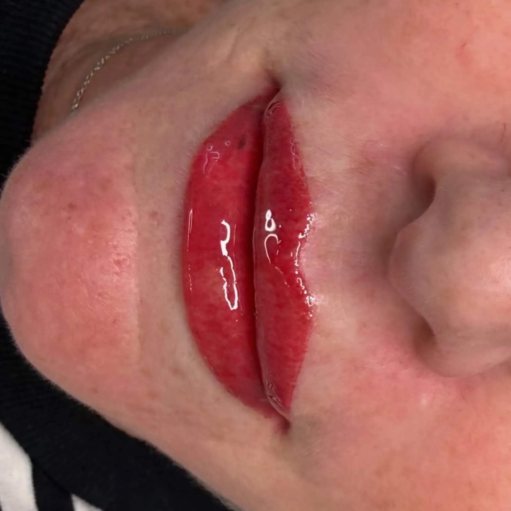 freshly pigmented lips close-up